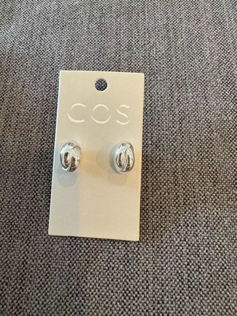 COS Silver Twisted Hoop Stud Earrings